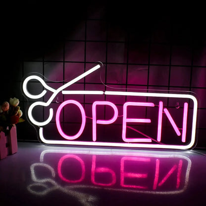 Open LED Neon Sign For Business Neon Lights Open Sign Led Wall Decor Neon Led Signs Adjustable Brightness Bar Salon Stores Hotel