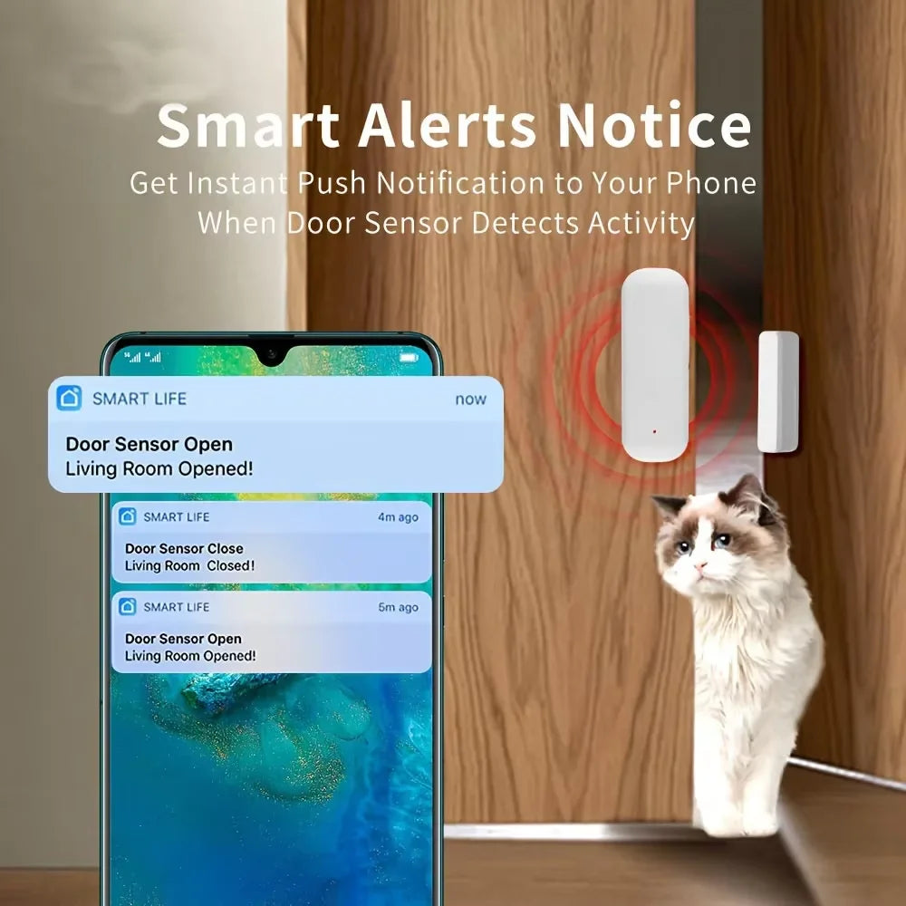 Tuya Zigbee Door Window Sensor Smart Home Security Alarm Wireless Magnetic Anti-theft Contact Detector App Remote Monitor