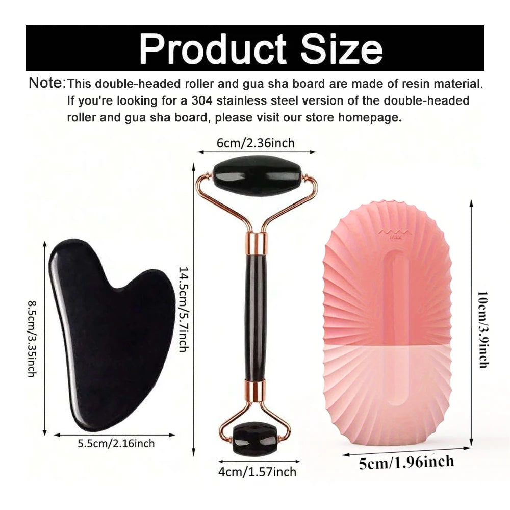 1/2/3pcs Ice Face Roller Facial Skincare Ice Roller Facial Roller GuaSha Face Tool Set Face Massage Roller Lifting Contouring