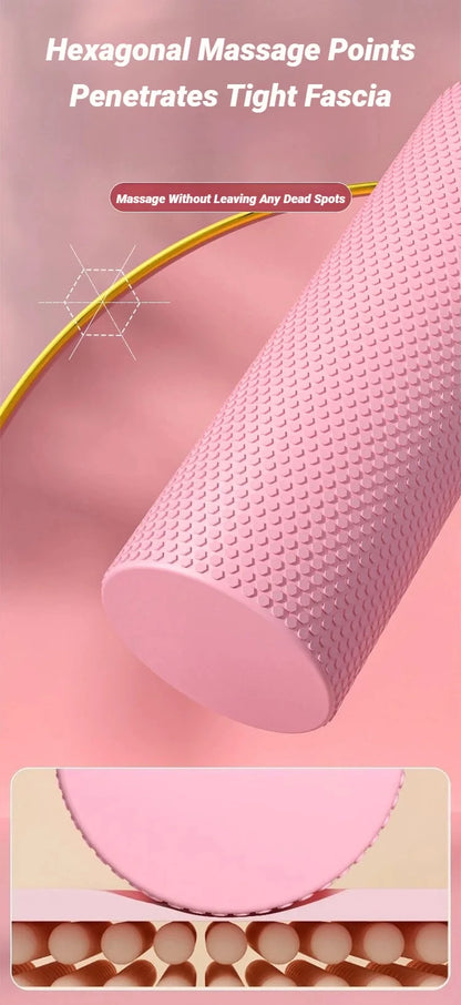 Hexagonal Yoga Roller: Round EVA Foam Cylinder for Pilates & Enhanced Home Workouts (Diameter 9.5cm, Length 29.7cm)