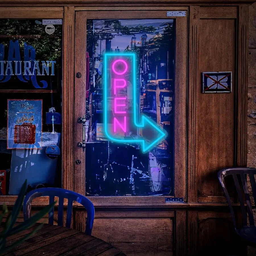 LED Bright Open Neon Sign, Powered by USB with ON/OFF Switch, RGB Open Signs for Business Bar Restaurant Hotel Storefront Window