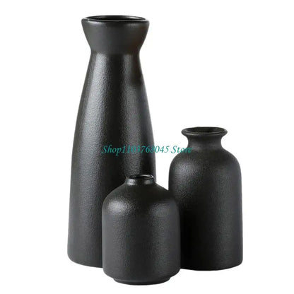 R53F 3Pcs Ceramics Vases for Florals Decoration Contemporary Geometrics Living Room Centerpieces