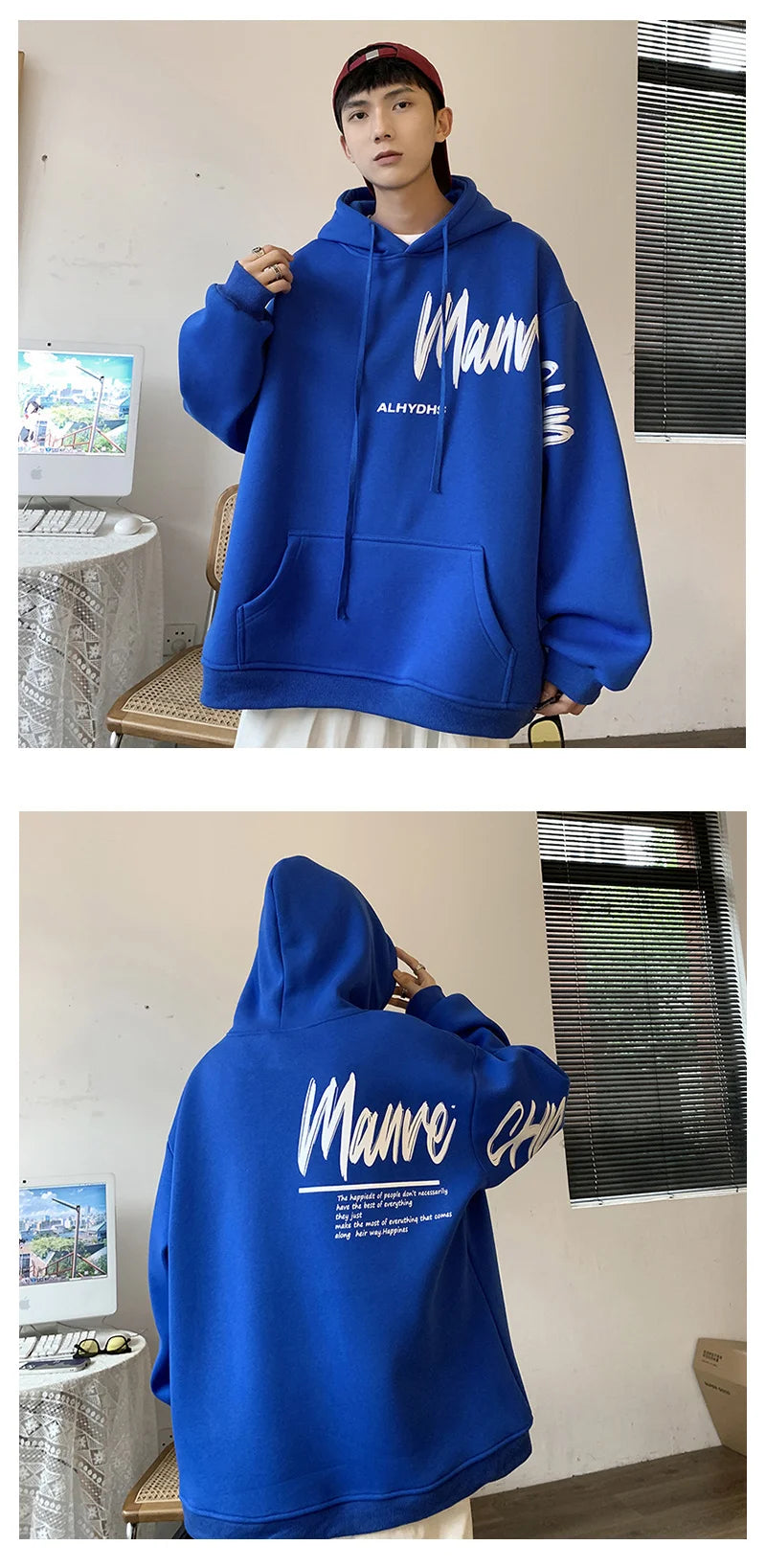 Men's Oversized Hoodie White With Hat 5XL Hoodies Oversize for Men Funny Letter Print Man Casual Wear Hoody Male Sweatshirt