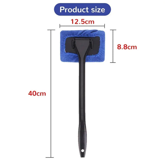 Car Window Cleaner Brush Kit, Microfiber Windshield Cleaning Tool, Auto Interior Glass Wash Wiper, Long Handle, Reusable Cloth P