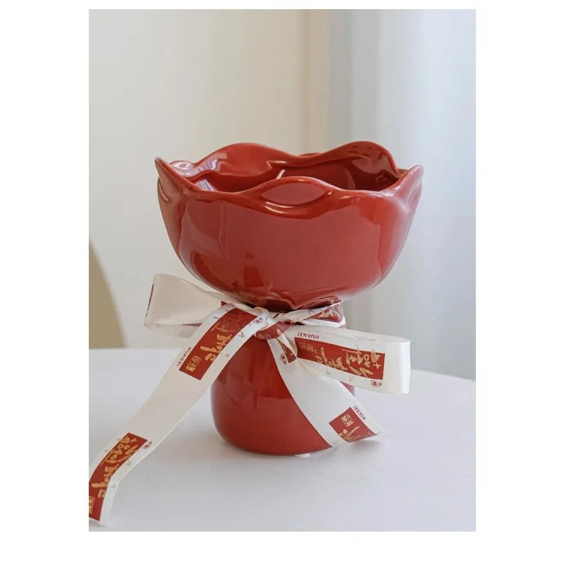 Ceramic Vase for Living Room, Emotional Stability Small Vase for New Home, Wedding Gift with Minimalist Aesthetic, Handmade