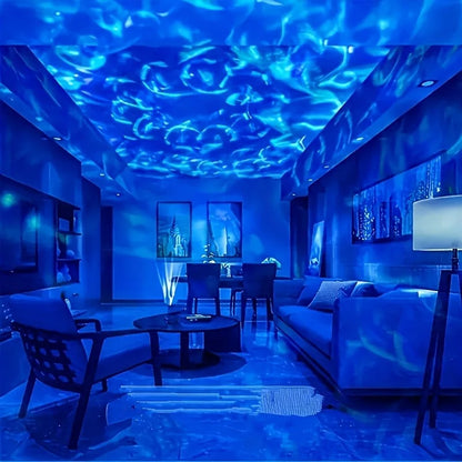1pc LED Galaxy Star Projector Light,USB Powered,Water ripple Wave,Remote Controlled Bedroom Night Lamp,For Party,Home Theater