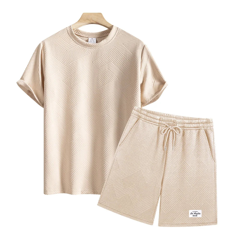 Men's Casual T-shirt+shorts Suit Set Men Male Luxury Tracksuit Outfit Summer Oversized Tracksuit 2 Piece Set Men's Clothing
