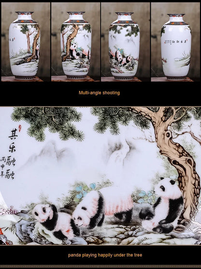 Ceramic Jingdezhen Vase Chinese Traditional Flower Vases Living Room Decoration Vase Fine Smooth Surface Furnishing Articles