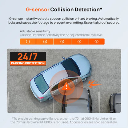 70mai Dash Cam M310 Plus 2K 1440P 143°FOV F1.55 Smart Voice Control 24H Parking Guard Night Vision 70mai M310 Plus 2K Car DVR