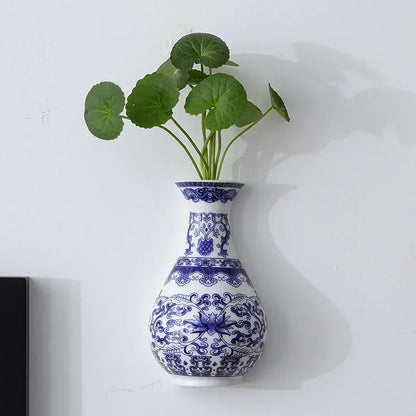 Ceramic Vases Antique Blue and White Porcelain Flower Ware Lucky Bamboo Living Room Home Decoration