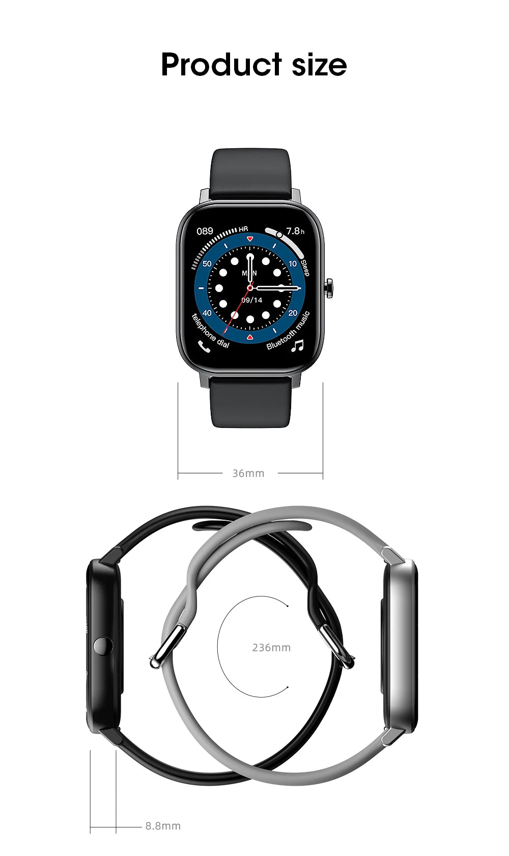 New Smart Watch Men 24H Health Monitor Sports Fitness Tracker Custom Watch Face Smartwatch Women 20MM Strap for Android Ios