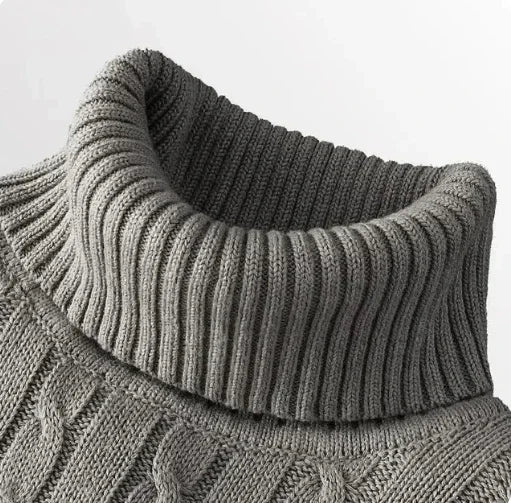 Men's High Neck Sweater Solid Color Pullover Knitted Warm Casual Turtleneck   Men Clothes