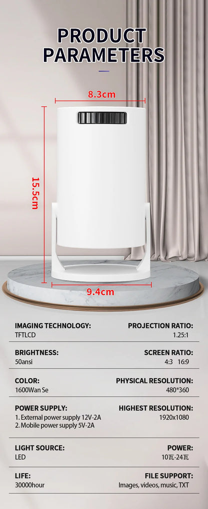 Mini WiFi Projector HY300mini HD Portable Projection Device for Home Theater