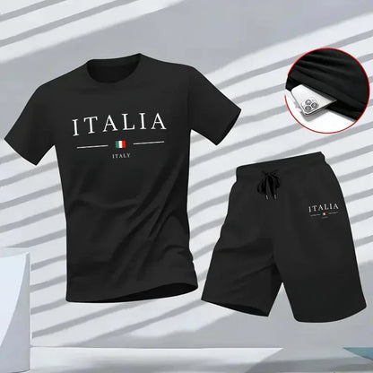 Men's Tracksuit Versatile 2026 Summer Outdoors Jogging Two-piece Set Shorts-sleeved T-shirt and Sport Short Daily Casual Quality