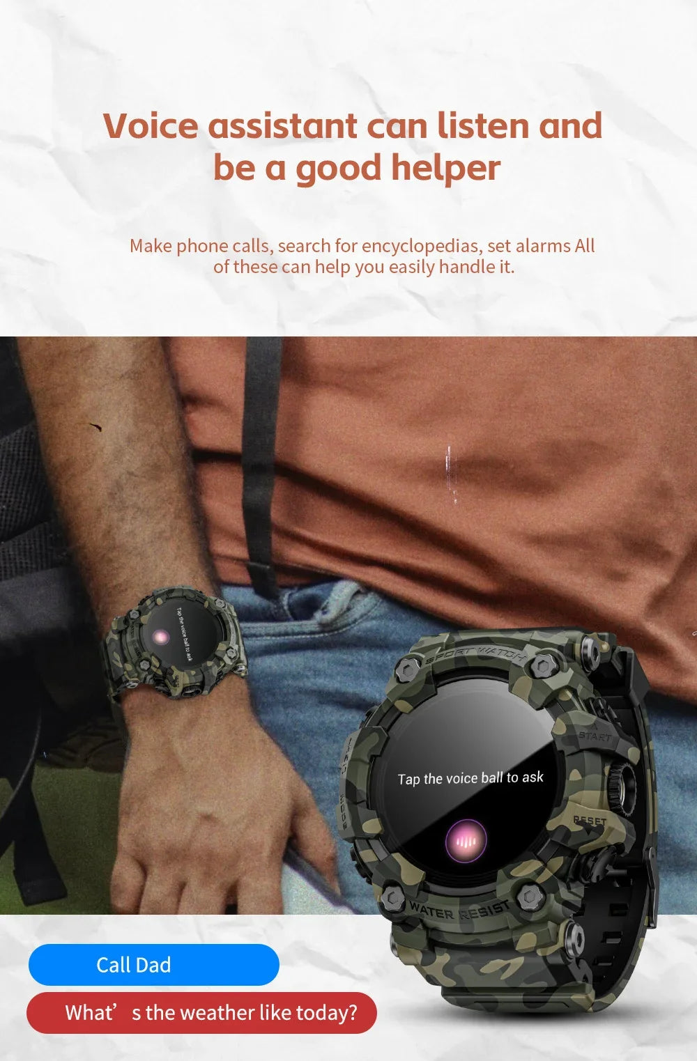 Fitness Tracker Smart Watch for Men Heart Rate Monitor Blood Pressure Smart Watch Suitable for Android IOS