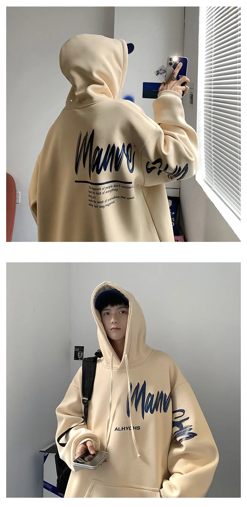 Men's Oversized Hoodie White With Hat 5XL Hoodies Oversize for Men Funny Letter Print Man Casual Wear Hoody Male Sweatshirt