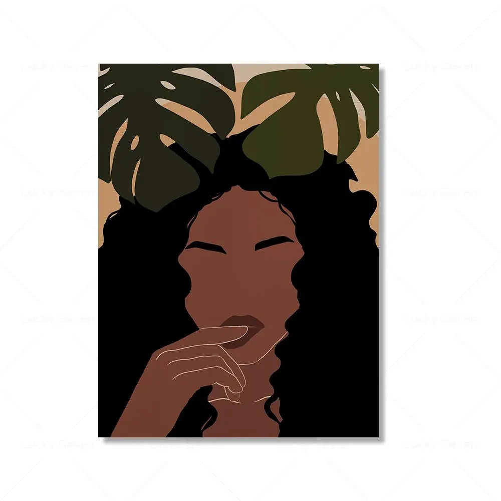 Wall Art Canvas Painting Fashion Black Girl African Woman Reading Posters Coffee Prints Home Wall Picture Living Room Decorat