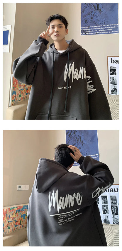 Men's Oversized Hoodie White With Hat 5XL Hoodies Oversize for Men Funny Letter Print Man Casual Wear Hoody Male Sweatshirt