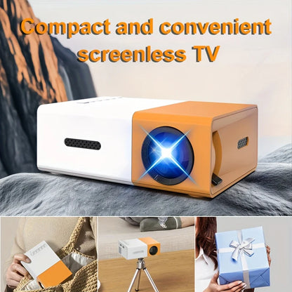 Portable mini projector, supports wired screen mirroring, support full HD 1080p, outdoor and indoor use, easily portable.