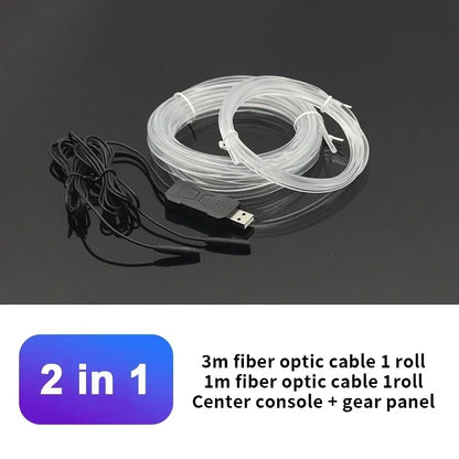 Car RGB Ambient LED Light Strip USB Fiber Optic Atmosphere Neon Invisible Light Strip Center Console Door Decoration Lamp