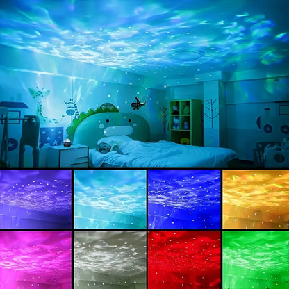 1pc LED Galaxy Star Projector Light,USB Powered,Water ripple Wave,Remote Controlled Bedroom Night Lamp,For Party,Home Theater