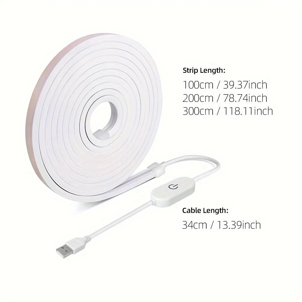 LED Strip Neon Light USB DC 5V Dimmable Touch Sensor Switch Flexible Silicone Neon Sign Tape Waterproof For Outdoor Home Decor