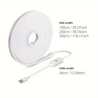 Neon LED Light Strip Smart Touch Sensor Switch Dimmable Neon Sign Flexible Led Ribbon Waterproof Rope Tube Lamp Backlight Decor