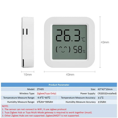 Tuya Zigbee Temperature Humidity Sensor Mini LCD Digital Display SmartLife APP Remote Monitoring Indoor Thermometer Hygrometer