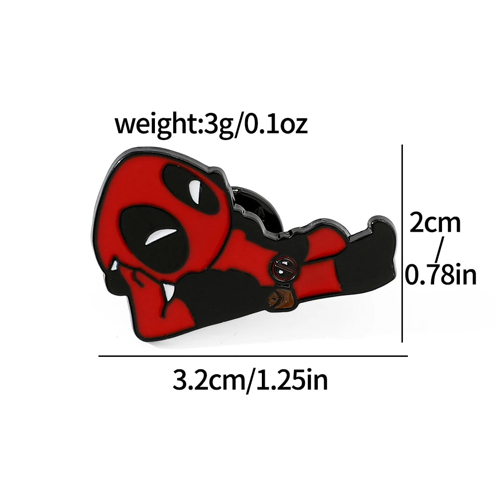 3 Pcs cartoon characters Metal Badge Deadpool Enamel brooch Men's and women's Clothing Bags  Accessories Decorative pins