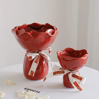 Ceramic Vase for Living Room, Emotional Stability Small Vase for New Home, Wedding Gift with Minimalist Aesthetic, Handmade