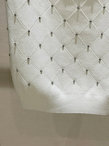 Sexy Diamond Rhinestone Vest Top Strapl Square Collar Base Knittedwear Breathable Pure Color Commute Sle Women's Tank Top