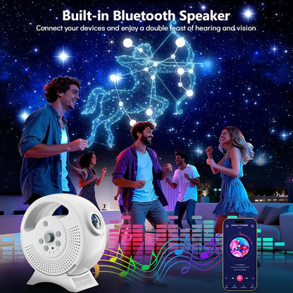AURORA LIGHTING 3D Galaxy Projector 60 Scenes Adjustable Focal Planetarium Projector Ceiling Projector for Kids Room Adult Party
