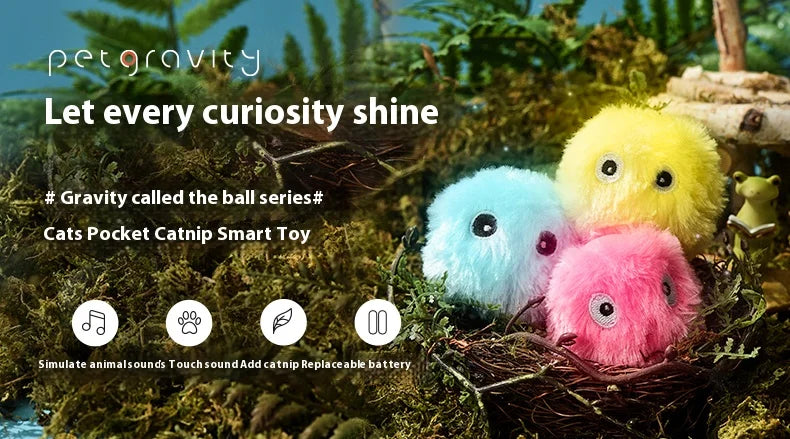 Interactive Ball Smart Cat Toys Plush Electric Catnip Training Toy Kitten Touch Sounding Pet Product Squeak Toy Ball