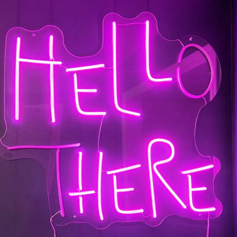 Led Neon Light Hello There, Hell Here Neon Sign,Personalized Gifts, Room Decor Lights, Horror Decor with turned off O & T