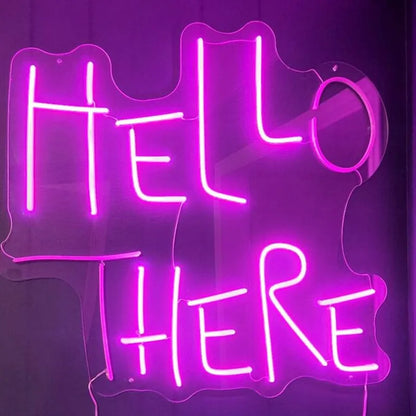 Led Neon Light Hello There, Hell Here Neon Sign,Personalized Gifts, Room Decor Lights, Horror Decor with turned off O & T