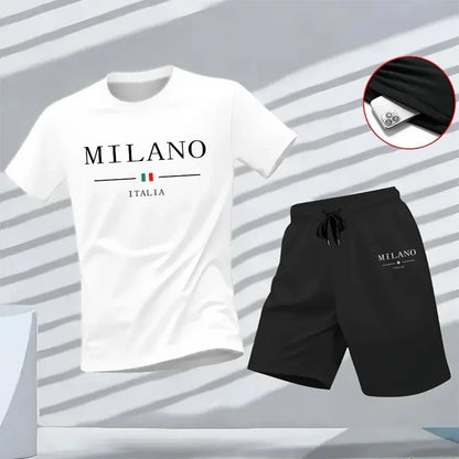 Men's Tracksuit Casual Quality Summer Outdoors Jogging New Two-piece Set Versatile Shorts-sleeved T-shirt and Sport Short Daily