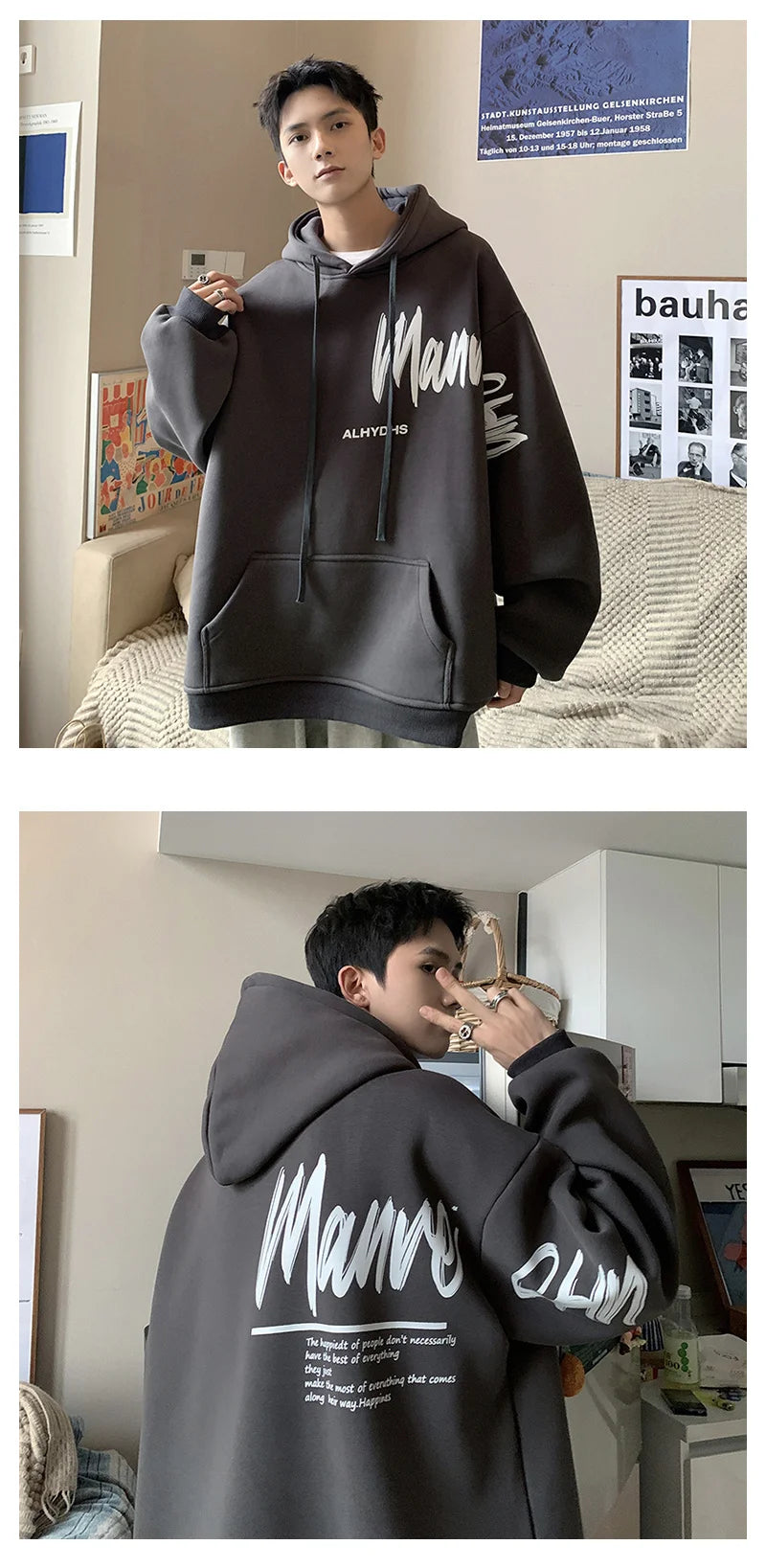 Men's Oversized Hoodie White With Hat 5XL Hoodies Oversize for Men Funny Letter Print Man Casual Wear Hoody Male Sweatshirt