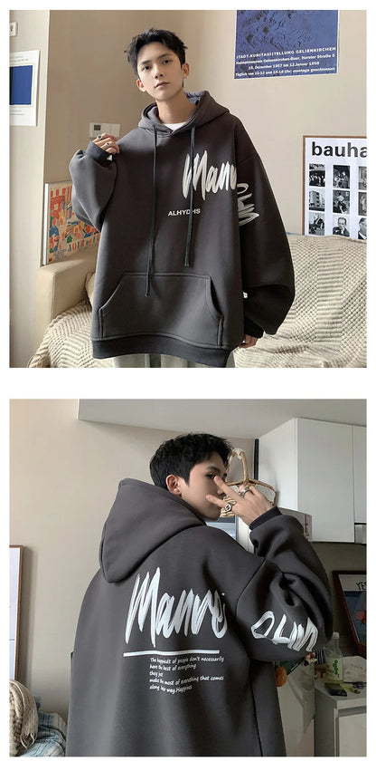 Men's Oversized Hoodie White With Hat 5XL Hoodies Oversize for Men Funny Letter Print Man Casual Wear Hoody Male Sweatshirt