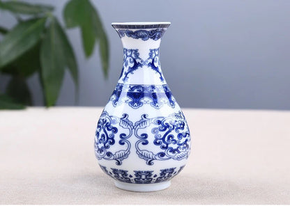 Ceramics Flower Vase Decoration Home Blue And White Vases For Wedding Decor Living Room Ornaments Table Desktop Retro Art Crafts