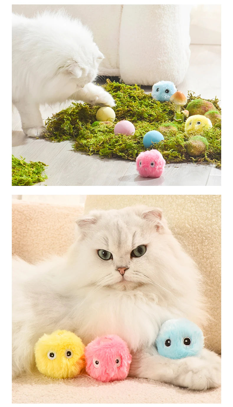 Interactive Ball Smart Cat Toys Plush Electric Catnip Training Toy Kitten Touch Sounding Pet Product Squeak Toy Ball