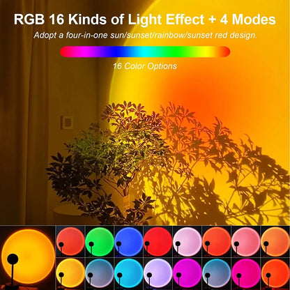 Sunset Ambient Light with Remote Control,16 Lighting Modes,Photography RGB Lamp,Bedroom Party Dinner Decoration,Sunset Shooting