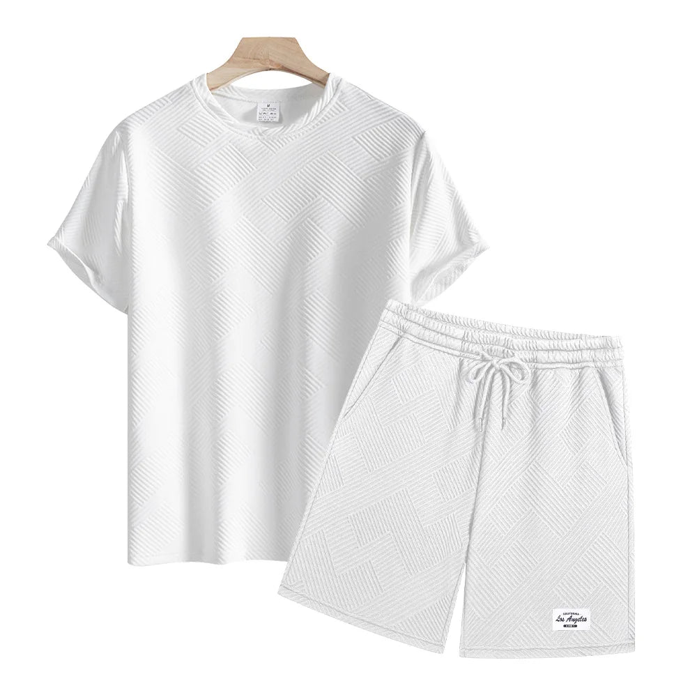 Men's Casual T-shirt+shorts Suit Set Men Male Luxury Tracksuit Outfit Summer Oversized Tracksuit 2 Piece Set Men's Clothing