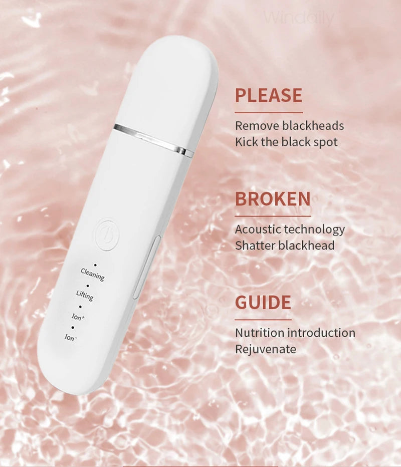 Ultrasonic Skin Scrubber Vibration Face Spatula Blackhead Remover Shovel Clean Cavitation Peeling Facial Lifting Skin Care Tools
