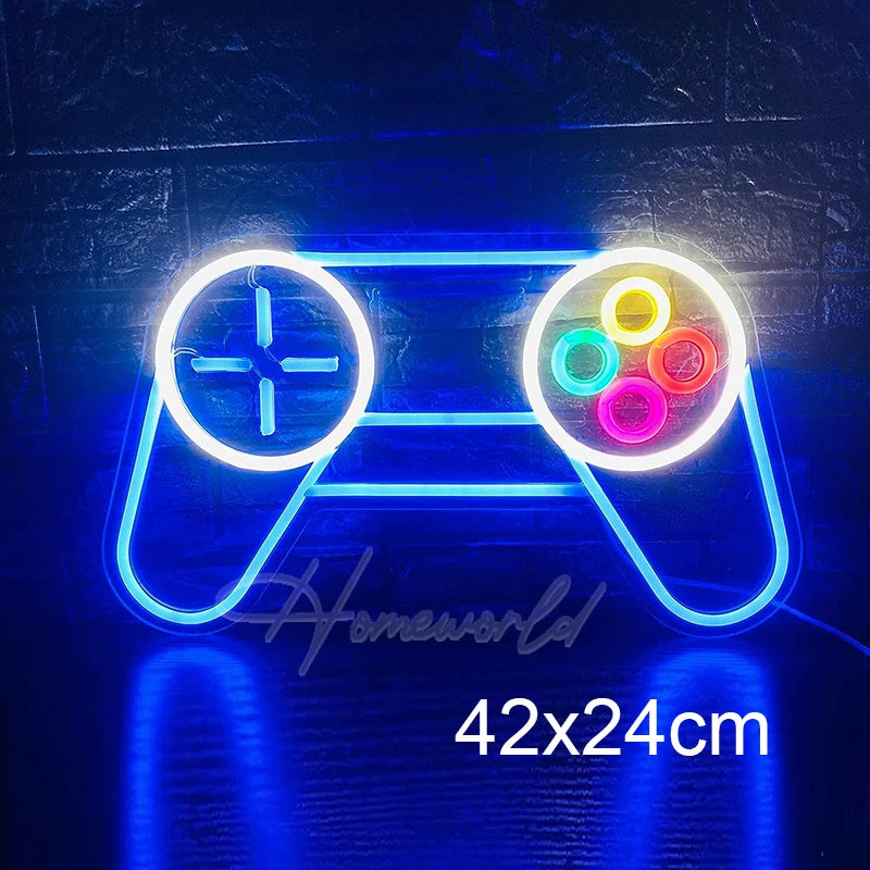 Arcade Neon Sign LED Game Room Handle Neon Light Wall Decor Gamer Teen Shop Internet Cafes USB port Party Birthday Gift
