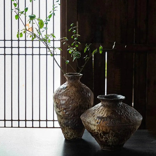 Ceramic active glaze surface rustic vase vintage vase zen decoration rough pottery pot handmade vintage porcelain vase