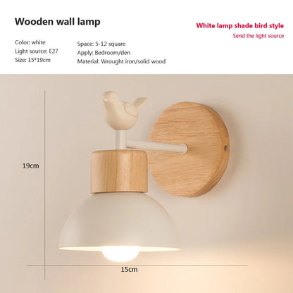 Nordic LED Wall Lamp Wood Creative Lighting Fixture Guest Room Balcony Staircase Sconce Bedroom Bedside Decor Light with bulb