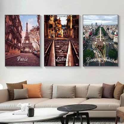 World Famous Cities Canvas London Paris New York Amsterdam Rome Landscape Canvas Painting  Wall Art  for Living Room Home Decor