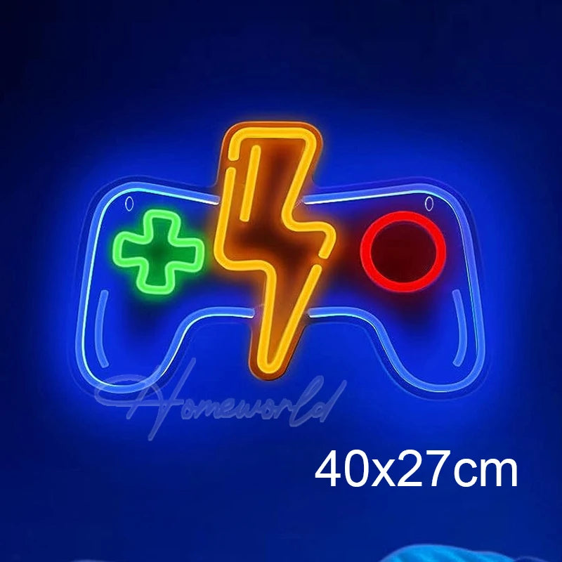 Arcade Neon Sign LED Game Room Handle Neon Light Wall Decor Gamer Teen Shop Internet Cafes USB port Party Birthday Gift