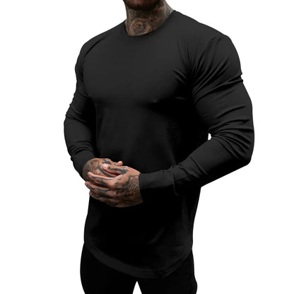 Mens Gym Workout Slim Fit Long Sleeve T-Shirt Performance Athletic Shirts Running Fitness Tee Loungewear Casual Crewneck Tops