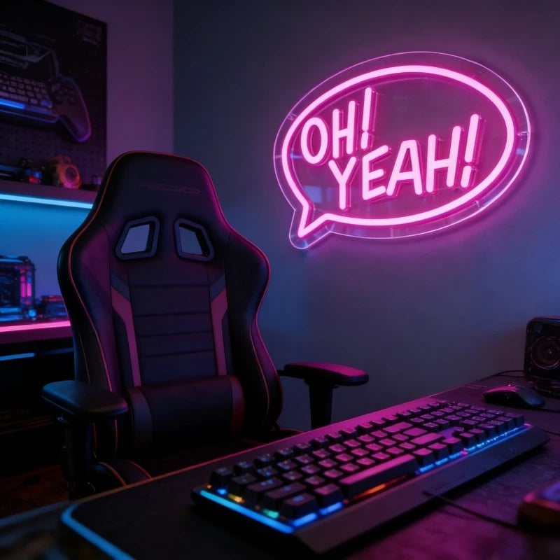 OH! YEAH! LED Neon Sign USB Dimmable Neon Light Sign for Gameroom Bedroom Bar Livingroom Birthday Party Gift Wall Decor